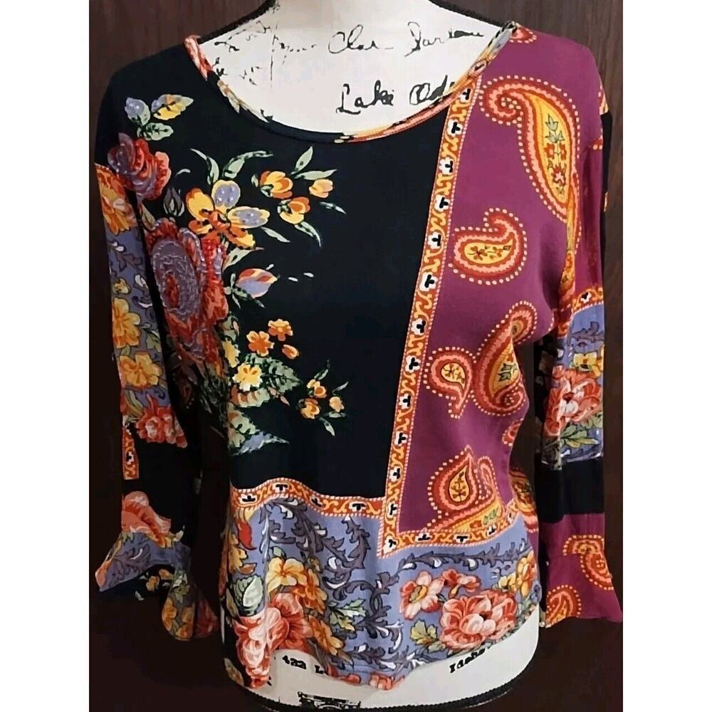 Vintage Mixed Media Y2K 90’s Beaded Sheer Sleeve Peasant Boho Whimsy Sz Small